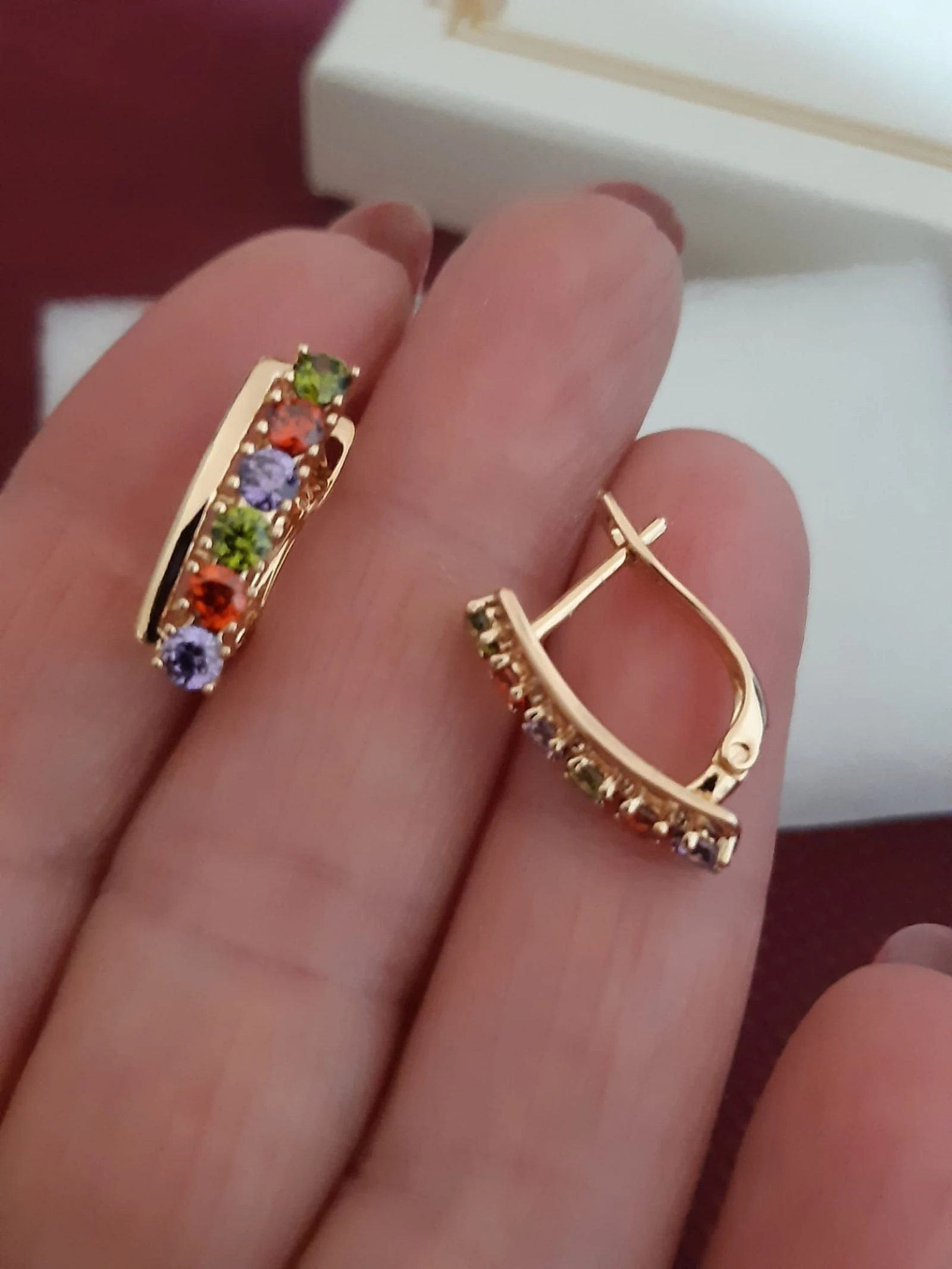 Multicolor cubic zirconia earrings, 1.8cm – photo 2